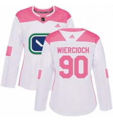 Womens Adidas Vancouver Canucks 90 Patrick Wiercioch Authentic WhitePink Fashion NHL Jersey 