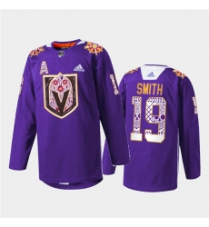 Men Vegas Golden Knights 19 Reilly Smith Purple Hispanic Heritage Warmup Stitched Jersey