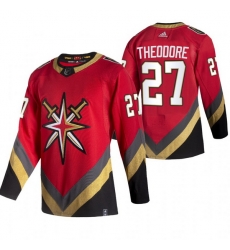 Men Vegas Golden Knights 27 Shea Theodore Red Adidas 2020 21 Reverse Retro Alternate NHL Jersey