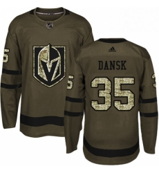 Mens Adidas Vegas Golden Knights 35 Oscar Dansk Authentic Green Salute to Service NHL Jersey 