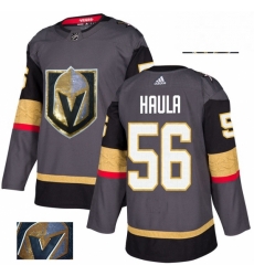 Mens Adidas Vegas Golden Knights 56 Erik Haula Authentic Gray Fashion Gold NHL Jersey 