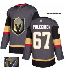 Mens Adidas Vegas Golden Knights 67 Teemu Pulkkinen Authentic Gray Fashion Gold NHL Jersey 