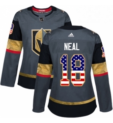 Womens Adidas Vegas Golden Knights 18 James Neal Authentic Gray USA Flag Fashion NHL Jersey 