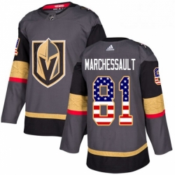 Youth Adidas Vegas Golden Knights 81 Jonathan Marchessault Authentic Gray USA Flag Fashion NHL Jersey 