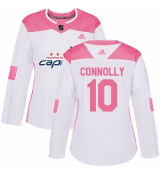 Womens Adidas Washington Capitals 10 Brett Connolly Authentic WhitePink Fashion NHL Jersey 