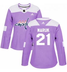 Womens Adidas Washington Capitals 21 Dennis Maruk Authentic Purple Fights Cancer Practice NHL Jersey 