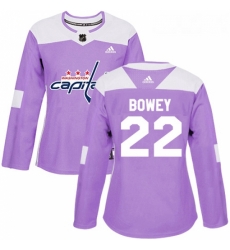 Womens Adidas Washington Capitals 22 Madison Bowey Authentic Purple Fights Cancer Practice NHL Jersey 