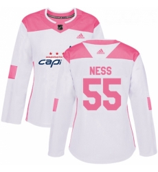 Womens Adidas Washington Capitals 55 Aaron Ness Authentic WhitePink Fashion NHL Jersey 