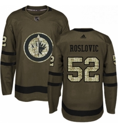 Mens Adidas Winnipeg Jets 52 Jack Roslovic Authentic Green Salute to Service NHL Jersey 