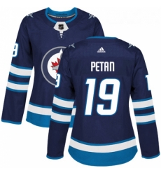 Womens Adidas Winnipeg Jets 19 Nic Petan Authentic Navy Blue Home NHL Jersey 