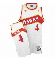 Mens Adidas Atlanta Hawks 4 Spud Webb Swingman White Throwback NBA Jersey