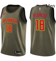 Mens Nike Atlanta Hawks 18 Miles Plumlee Swingman Green Salute to Service NBA Jersey 