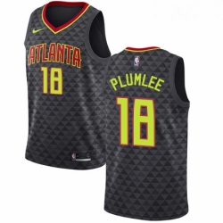 Youth Nike Atlanta Hawks 18 Miles Plumlee Authentic Black Road NBA Jersey Icon Edition 