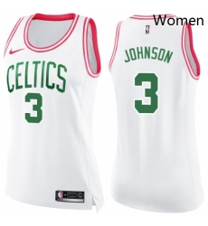 Womens Nike Boston Celtics 3 Dennis Johnson Swingman WhitePink Fashion NBA Jersey