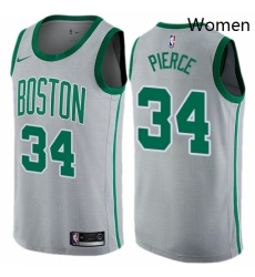 Womens Nike Boston Celtics 34 Paul Pierce Swingman Gray NBA Jersey City Edition 