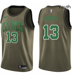 Youth Nike Boston Celtics 13 Marcus Morris Swingman Green Salute to Service NBA Jersey 