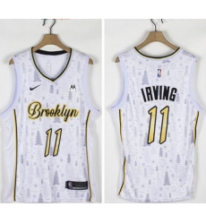 Men Nets 11 Kyrie Irving White Nike Christmas Edition Swingman Jersey