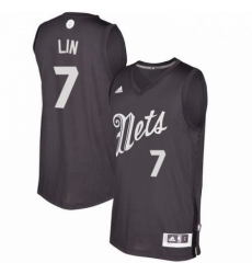 Mens Adidas Brooklyn Nets 7 Jeremy Lin Swingman Black 2016 2017 Christmas Day NBA Jersey