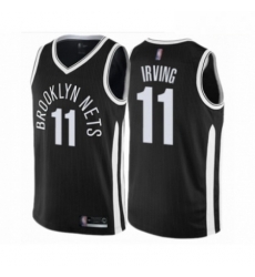 Mens Brooklyn Nets 11 Kyrie Irving Authentic Black Basketball Jersey City Edition 