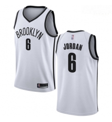 Nets #6 DeAndre Jordan White Basketball Swingman Association Edition Jersey