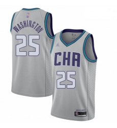 Hornets 25 PJ Washington Gray Basketball Jordan Swingman City Edition 2019 20 Jersey