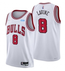 Men Chicago Bulls 8 Zach LaVine 75th Anniversary White Swingman Stitched Basketball Jersey