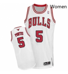 Womens Adidas Chicago Bulls 5 Bobby Portis Authentic White Home NBA Jersey 