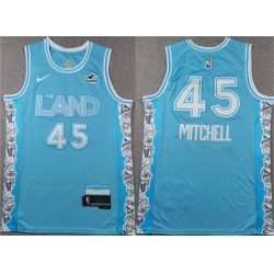 Men Cleveland Cavaliers 45 Donovan Mitchell Light Blue 2024 25 City Edition Stitched Jersey