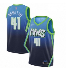 Mavericks 41 Dirk Nowitzki Blue Basketball Swingman City Edition 2019 20 Jersey