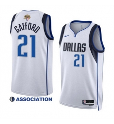 Men Dallas Mavericks 21 Daniel Gafford White 2024 Finals Association Edition Stitched Basketball Jersey