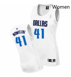 Womens Adidas Dallas Mavericks 41 Dirk Nowitzki Authentic White Home NBA Jersey