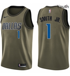 Youth Nike Dallas Mavericks 1 Dennis Smith Jr Swingman Green Salute to Service NBA Jersey