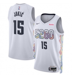 Men Denver Nuggets 15 Nikola Joki u0107 White 2024 25 City Edition Stitched Basketball Jersey