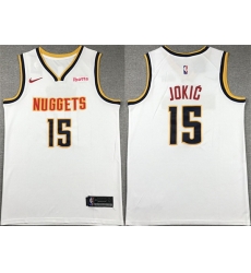 Men Denver Nuggets 15 Nikola Jokic White Stitched Basketball Jersey