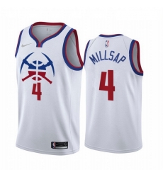 Men Denver Nuggets 4 Paul Millsap White NBA Swingman 2020 21 Earned Edition Jersey