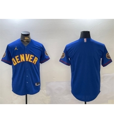 Men Denver Nuggets Blank Blue With Patch Stitched Jersey