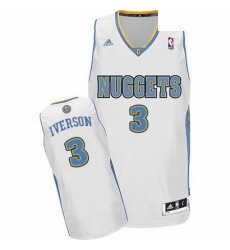 Mens Adidas Denver Nuggets 3 Allen Iverson Swingman White Home NBA Jersey