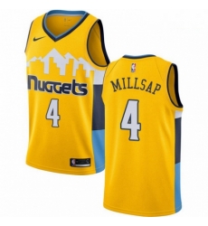 Mens Nike Denver Nuggets 4 Paul Millsap Swingman Gold Alternate NBA Jersey Statement Edition 