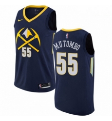 Mens Nike Denver Nuggets 55 Dikembe Mutombo Authentic Navy Blue NBA Jersey City Edition