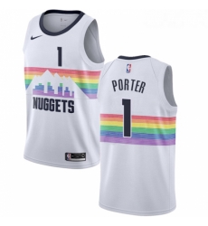 Womens Nike Denver Nuggets 1 Michael Porter Swingman White NBA Jersey City Edition 