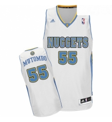 Youth Adidas Denver Nuggets 55 Dikembe Mutombo Swingman White Home NBA Jersey