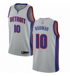 Mens Nike Detroit Pistons 10 Dennis Rodman Authentic Silver NBA Jersey Statement Edition