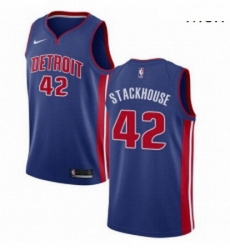 Mens Nike Detroit Pistons 42 Jerry Stackhouse Swingman Royal Blue Road NBA Jersey Icon Edition