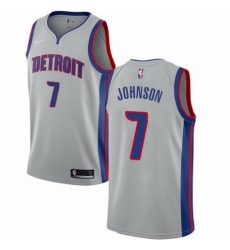 Mens Nike Detroit Pistons 7 Stanley Johnson Authentic Silver NBA Jersey Statement Edition