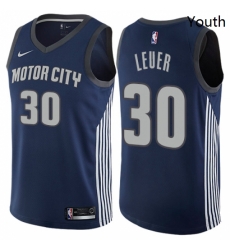 Youth Nike Detroit Pistons 30 Jon Leuer Swingman Navy Blue NBA Jersey City Edition 