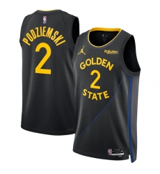 Men Golden State Warriors 2 Brandin Podziemski Black 2024 25 Statement Edition Stitched Basketball Jersey