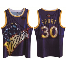 Men Golden State Warriors 30 Stephen Curry Purple Print Basketball Jerse