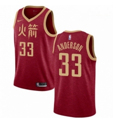 Mens Nike Houston Rockets 33 Ryan Anderson Swingman Red NBA Jersey 2018 19 City Edition