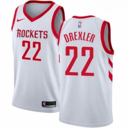 Womens Nike Houston Rockets 22 Clyde Drexler Swingman White Home NBA Jersey Association Edition