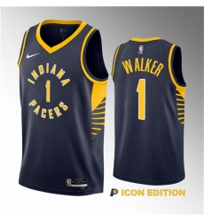 Men Indiana Pacers 1 Jarace Walker Navy 2023 Draft Icon Edition Stitched Basketball Jersey